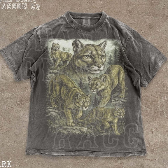 NODB Vintage Cougar Shirt For Men Women, 90S Mountain Lion T-Shirt, Retro Wildlife Graphic Tee, Oversized Top, Nature Lover Gift DARK HEATHER Unisex S-5XL Hot Trending Shirt, Vintage Birthday Gift