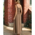thumbnail image 2 of Defitshape Women's Ankle A Line Long Dress Backless Dresses Autumn Bunched Sleeveless Billowy Chic Shirred Waist Sundress Coffee X-Large, 2 of 3