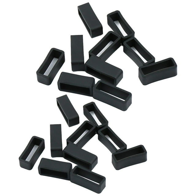 20 presillas de correa de reloj de goma negras, anillos de sujeción y retenedores 12 mm 18 mm
