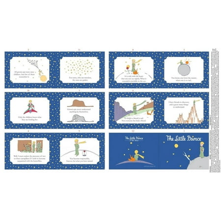 English Fabric - The Little Prince~Digital English Book Panel 36'' x 44'' Cotton Fabric by Riley Blake.