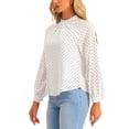 thumbnail image 4 of INSPIRE CHIC Women's 2024 Polka Dots Blouse Tie Back Long Sleeve Work Shirt Formal Casual Wear XS White, 4 of 6