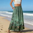 thumbnail image 5 of LWavelet Women Tribal Print Tiered Maxi Skirt Elastic Waist With Pockets Boho Long Skirt Army Green M, 5 of 6