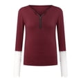 thumbnail image 4 of Mujeres sólido cuello en V manga larga encaje ahueca hacia fuera la camiseta Polluver blusa Tops Fridja FKASFK4476, 4 of 8