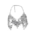 thumbnail image 1 of Camiseta sin mangas de lentejuelas Camisola Cami Top Chaleco Escote en V profundo Brillo brillante Sin mangas Halter Bra Top Crop Cami Top para Beach Salvador Top corto de lentejuelas, 1 of 4