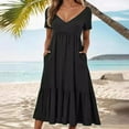 thumbnail image 2 of GYUJNB Robe Maxi Bohème Imprimée Florale 2024 pour Femmes, Col en V, Manches Courtes, Fendue, Soirée Plage, 2 of 6