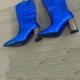 thumbnail image 7 of UngA Cowboy Boots Cowboy Boots for Women Mid Calf Fashion Cowgirl Boots Blue,5.5, 7 of 7