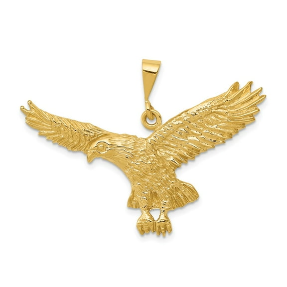 Real 14kt Yellow Gold Solid Polished Eagle Pendant; for Adults and Teens; for Women and Men