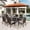 Orange Red Umbrella, variant on Alpha Joy 8-Piece Outdoor Patio Dining Set with 13 ft Umbrella (No Base), Rattan Chairs & Rectangle Table Set for 6, Beige Umbrella