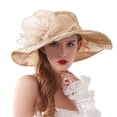thumbnail image 3 of Kcolen Women Tea Party Hats Elegant Wide Brim Sun Hat for Women Summer Mesh Flower Design Fashionable Wedding Dress Accessory and Outdoor Sunshade, 3 of 5