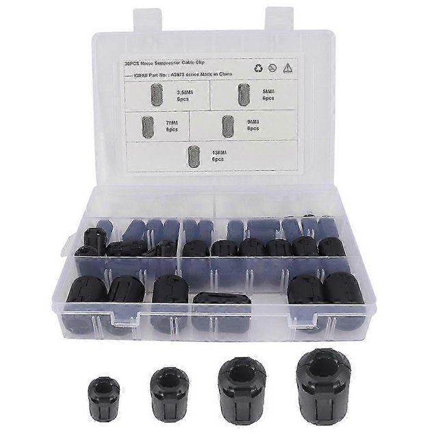 30 Pcs Ferrite Core Cord Ring Choke Noise Suppressor Filter for Power Cord Cable