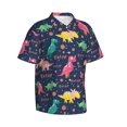 thumbnail image 2 of Hawaiian Shirt For Men, Colorful Dinosaur Pink Mens Button Down Short Sleeve Shirt, Summer Beach Shirts For Men, 2 of 2