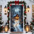 thumbnail image 1 of Adornos navideños, regalos navideños, 35.4 x 70.8 pulgadas, cortina navideña con forma de casa de jengibre, decoración navideña para puerta y pared, festival, fiesta, poliéster., 1 of 6