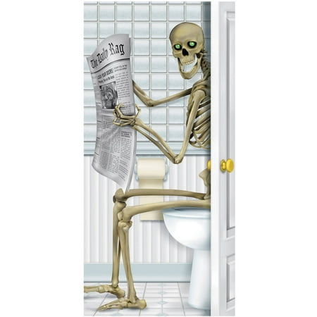 Skeleton Restroom Door Cover Halloween Decoration