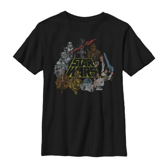 Boy's Star Wars Classic Characters Graphic Tee Black X Large