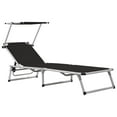 thumbnail image 1 of vidaXL Chaise Longue Pliante avec Toit en Aluminium et Textilène Noir, 1 of 5