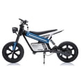 thumbnail image 3 of 24V Kids Electric Dirt Bike, 300W Motorcycle for Big Kids Ages 6-12, 13 MPH, 14" Inflatable Tires, Twist Grip Throttle, Rear Spring Suspension, Key Start, Bluetooth, Blue, 3 of 11