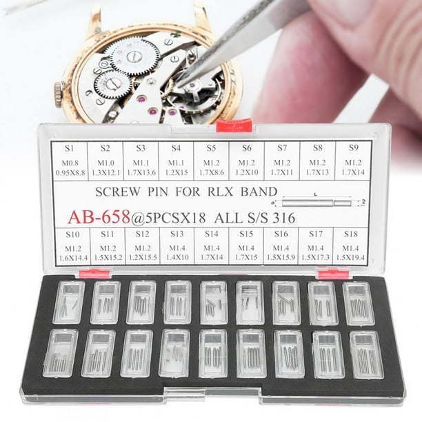 Juego De Tornillos De Correas, Eslabones De Pasadores De Tornillo, Barras De Pasadores De Tornillo De Metal Para Correas De Reloj Pulseras Relojes De Pulsera En Varios Tama?Os Herramientas De Reparaci EOTVIA No