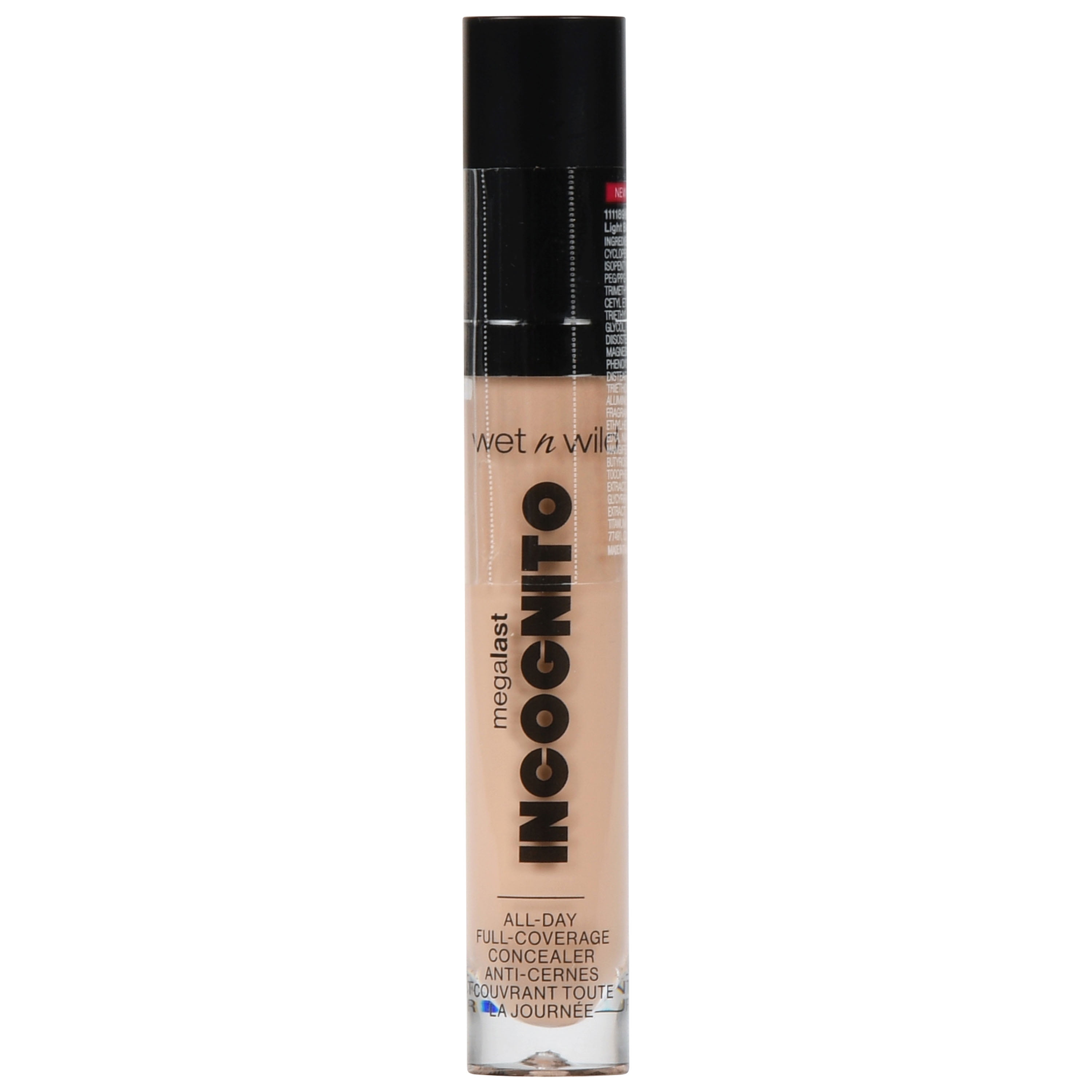 wet n wild MegaLast Incognito Full Coverage Concealer, 16-Hour Wear, Light Beige, 0.18 oz