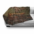 thumbnail image 3 of Fantasy Soft Flannel Fleece Throw Blanket, Decadence Grunge Ruin Brick Wall and a Giant Lizard on the Sofa Surreal Art, Cozy Plush for Indoor and Outdoor Use, 70" x 90", Vermilion Umber, by Ambesonne, 3 of 6