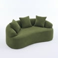 thumbnail image 2 of Newest Green Curved Loveseat: Compressed No Assembly, Chenille Small Sofa, 30d Sponge, Compact For Apartments, 65" L, 300lbs, 3 Pillows, 2 of 7