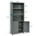 thumbnail image 3 of Demi Bonn Wooden Bookcase with Shelving Storage Cabinet Unit Standing Display Bookcase with Doors, Gray, 3 of 9