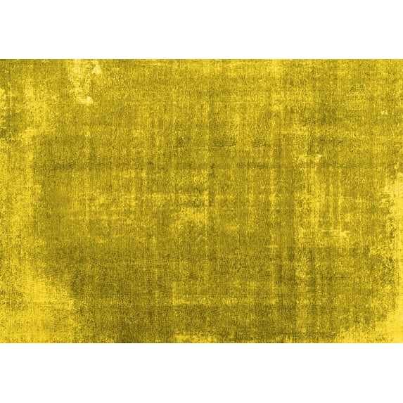 Ahgly Company Machine Washable Indoor Rectangle Abstract Yellow Contemporary Area Rugs, 8' x 10'