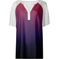 thumbnail image 5 of Fiudx Liquidación de Ofertas Flash Top con Cuello En V de Manga Corta Degradado de Color Sólido con Botones para Mujer, 5 of 5