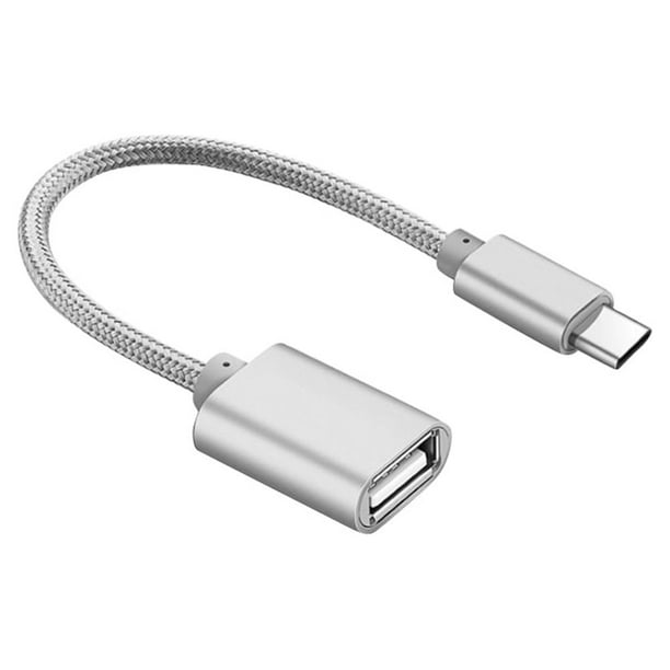 Cable OTG tipo C a adaptador de cable de conexión USB 2.0 (plateado)