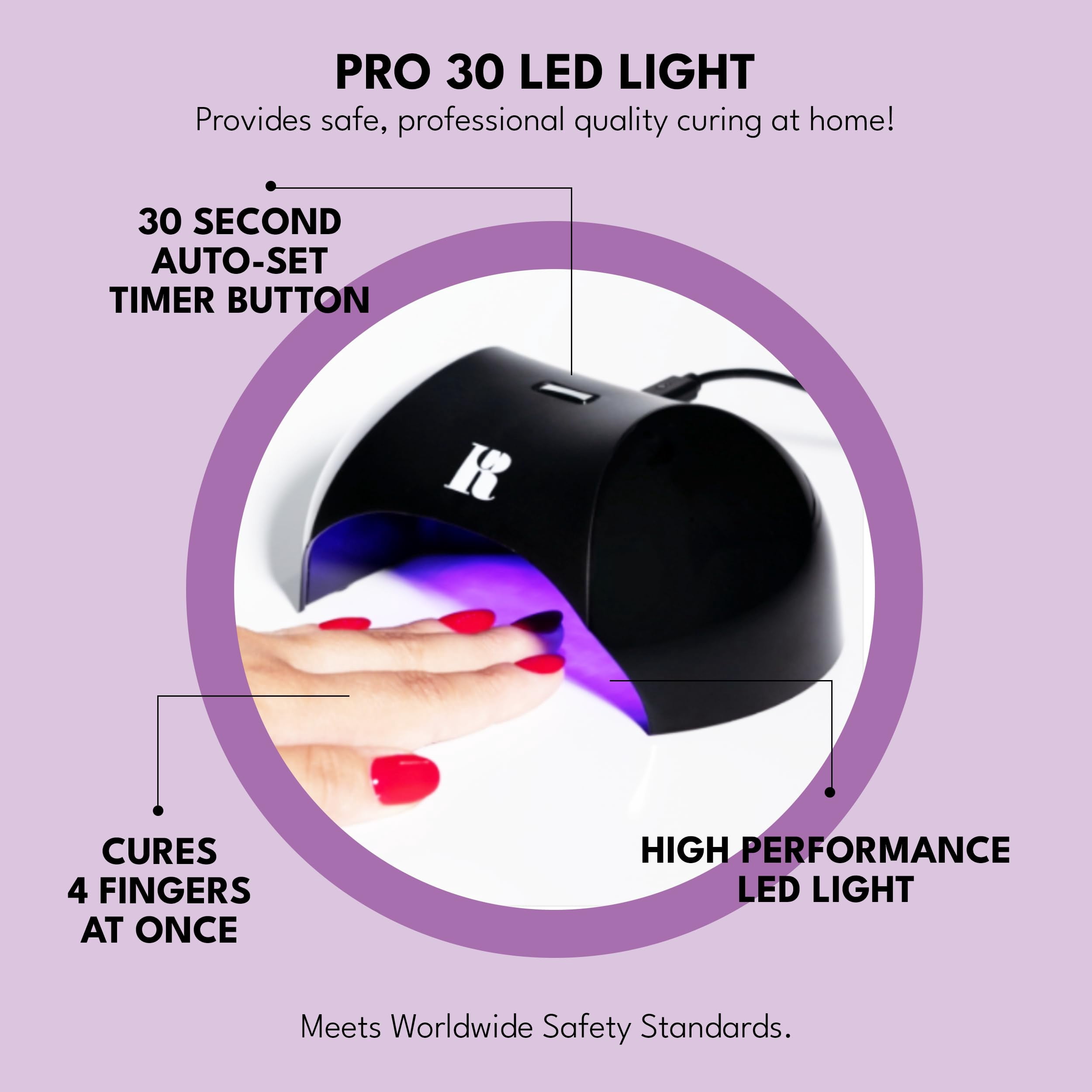 Red Carpet Manicure Pro 30 – 6W LED Gel Polish Curing Light for Gel Nail Polish, Fast 30-Second Cure, Long-Lasting 50,000-Hour LED, Ergonomic & Acetone-Resistant Lamp for Salon-Quality Manicures