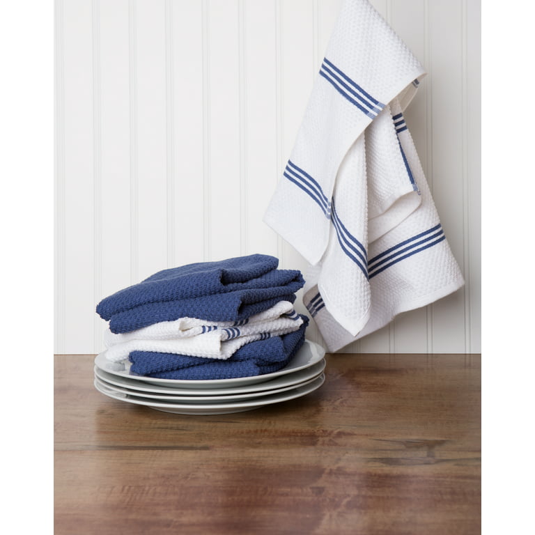 Sticky Toffee Cotton Terry Kitchen Dish Towel, Dark Blue, 4 Pack, 28 in x 16 in