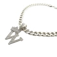 thumbnail image 2 of iJewelry2 Kings and Queens Crowned Initial Letter W Crystals Pendant Silver-tone Cuban Linked Chain Necklace, 2 of 3