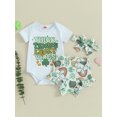 thumbnail image 2 of Bslissey Baby Girls Shorts Sets Short Sleeve Letter Print Romper + Rainbow Shamrock Print Shorts + Headband 3M 6M 12M 18M Newborn Infant Casual Ireland Holiday Outfits, 2 of 9