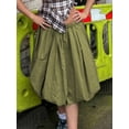 thumbnail image 6 of Michellecmm Women Bubble A-Line Skirt Casual Summer Solid Color Elastic Waist Midi Skirt for Beach Vacation Club Streetwear, 6 of 9