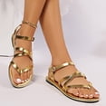 thumbnail image 4 of Dakaela Women's Flat Sandals Gladiators Casual Strappy Walking Thong Flip Flops Wide Width Bohe Summer Beach Slip on Slide Shoes Size 6, 4 of 8