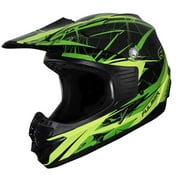 Fulmer, 2503422, Youth Blitz MX Helmet - DOT Approved - Black/Green/Yellow, Small