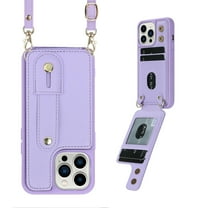 Dteck for iPhone 13 Pro Max Case Wallet with RFID Blocking Card Slots, Crossbody Leather Detachable Shoulder Strap Flip Case with Magnetic Clasp and Kickstand for Men Women,Purple