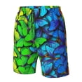 thumbnail image 6 of Uemuo Multicolored Butterflies Pattern Men's Swim Trunks Hawaiian Beach Bathing Suit Swimsuits Beach Quick-Dry Shorts with Pockets-Medium, 6 of 9