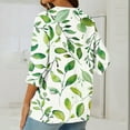 thumbnail image 5 of QQAMB Womens Tops 3/4 Sleeve Casual Knit Notched V-Neck Floral Printed Shirts Button Summer Loose Blouses Green S, 5 of 5
