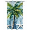 thumbnail image 2 of nqOlkjepod Outdoor Curtains for Patio Waterproof, Coastal Beach Outdoor Privacy Panels Grommet, Green Tropical Palm Vintage Blue Wood Grain Blackout Outside Curtains for Porch 54"x95", 1 Panel, 2 of 8
