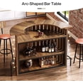 thumbnail image 6 of Finmind 39.4" H 4-Tier Bar Table with Footrest, Arc-Shaped Modern Wine Bar Cabinet for Home Pub, Living Room, Small Spaces, Rustic Brown & Black, 6 of 7