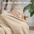 thumbnail image 4 of Comfy Cubs 100% Cotton Waffle Weave Blanket - Soft Lightweight Blankets (Sand, 50" X 60"), 4 of 8