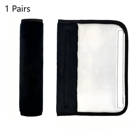 CNDRLEF Seat Belt Cover Pads, Soft Shoulder Cushion w/Velcro, Universal Seatbelt Strap Cover for Adults & Backpack Straps, Black, 2-Pack
