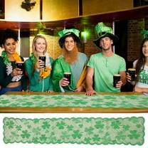 Openpig St Patricks Day Table Runner Decoration, Table Runners with Green Irish Shamrock for St Patricks Day Holiday Decorations