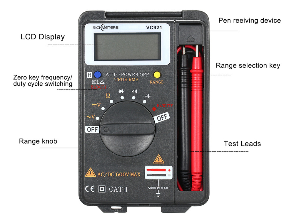 Mini Portable Digital Multimeter Multifunction Richmeters