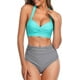 thumbnail image 2 of Traje de baño de bikini vintage para mujer, conjunto de dos piezas de cintura alta con volantes y pantalones de bikini con volantes y cordones, en combinación con traje de baño 3/4, 2 of 6