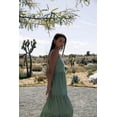 thumbnail image 4 of Cali1850 Women's XS~XL Lined Tiered Sleeveless Linen Flare Maxi Dress with Adjustable Spaghetti Strap, 4 of 6