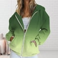 thumbnail image 2 of VISALY Womens Zip Up Hoodies Sweater Jacket Fall Jacket Oversized Pocket Sweatshirt Casual Zipper Jacket Solid Color Long Sleeve Tops Comfy Sweaters Plain Hoodie Fall Sweaters Green 3Xl, 2 of 5