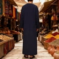 thumbnail image 6 of Kakii Men's Kaftan Thobe Long Sleeve Muslim Robe Button Up Side Split Kaftan Thobe with Pockets, 6 of 9