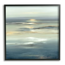 Stupell Industries Abstract Tranquil Nautical Sunrise Reflection Grey Blue Graphic Art Black Framed Art Print Wall Art, 12x12, by Lisa Ridgers