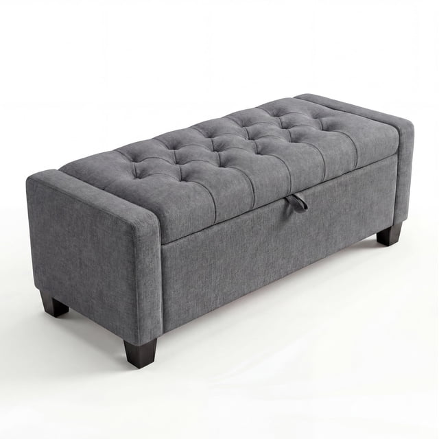 QinaQin 50.8 Inch Storage Ottoman Bench with Safety Slow-Close Hinge and 30 Gallons Storage